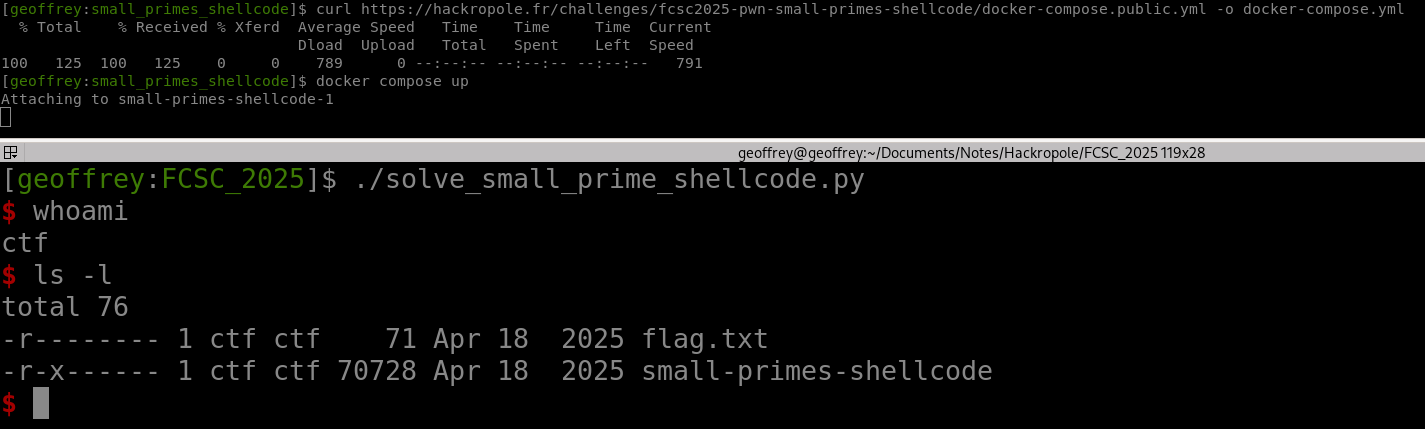 Small prime shellcode solved